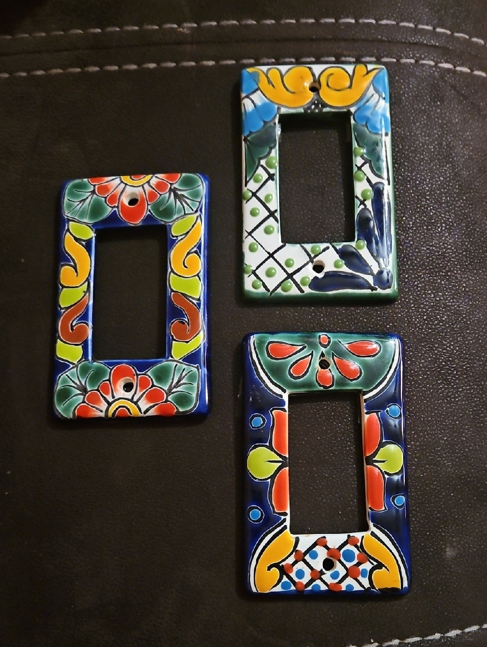 Handpainted Talavera Ceramic Light Switch Covers - Set of 3